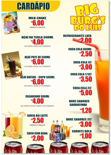 cardapio do luis